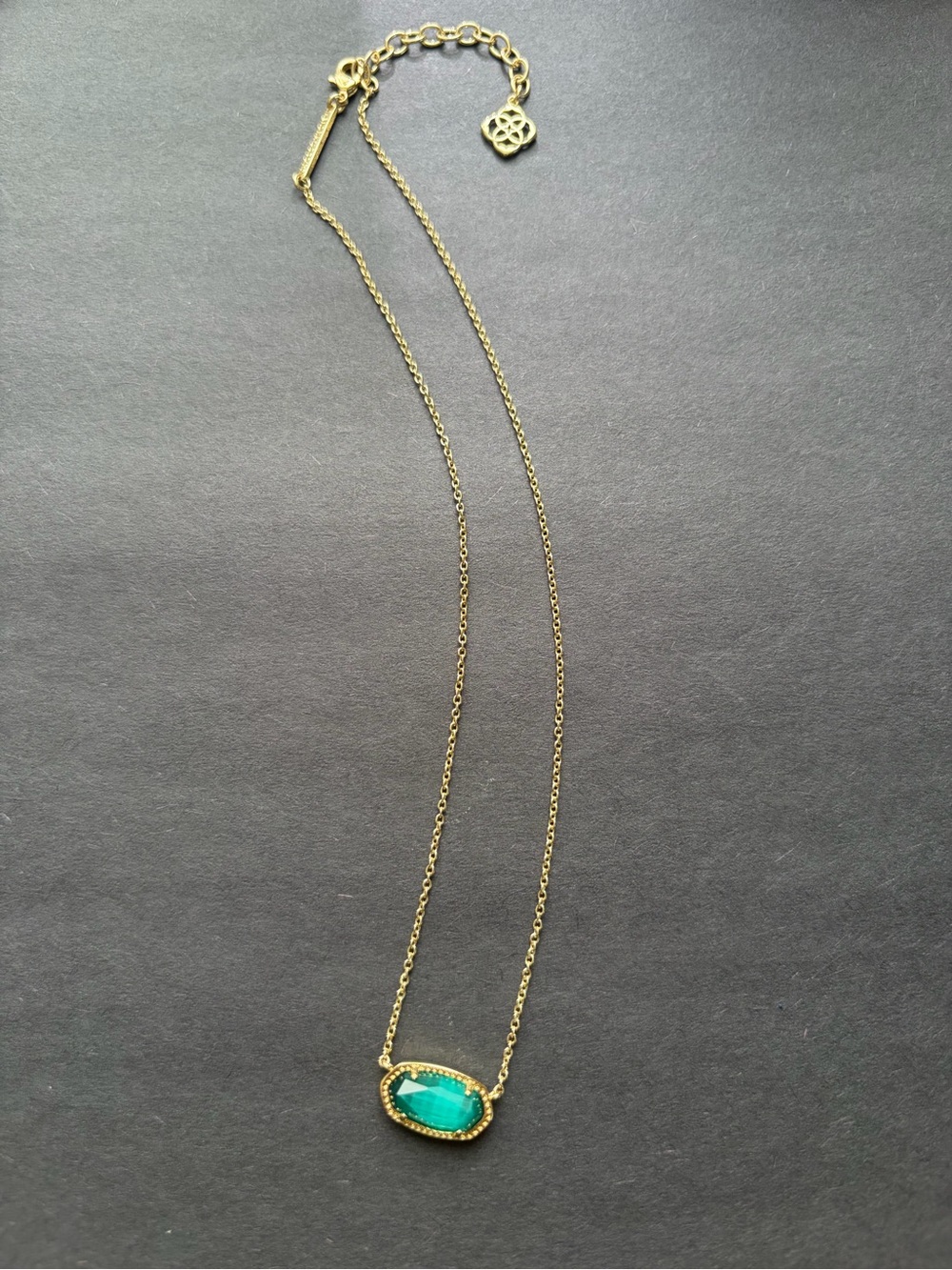 Kendra Scott Gold Necklace with Teal Gemstone